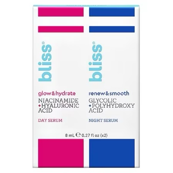 Bliss Glow & Hydrate Day Serum and Renew & Smooth Night Serum, size .27 oz each - Picture 2 of 6